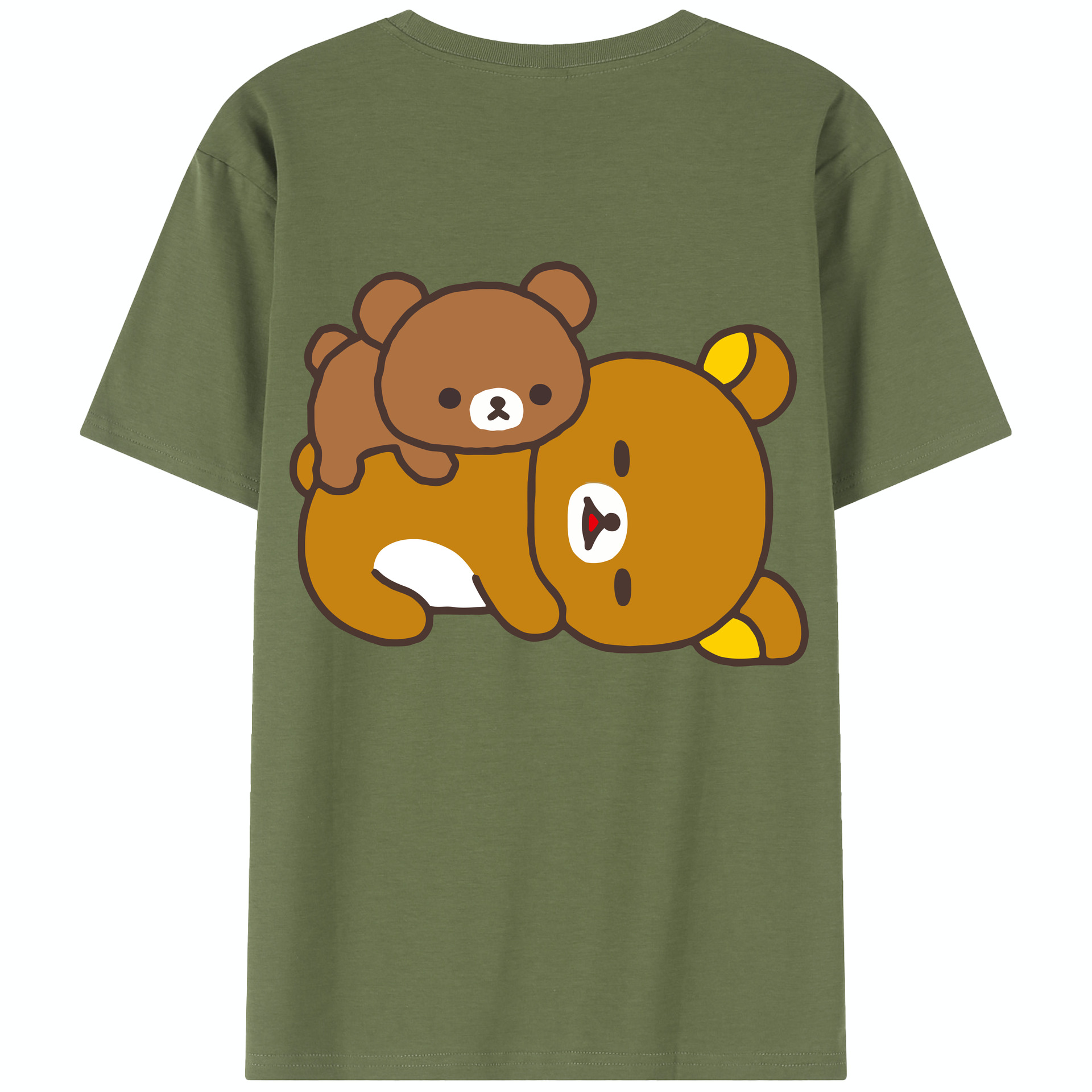 （画像用） リラックマ リラックマ キイロイトリ Rilakkuma Korilakkuma Kiiroitori 綿100％半袖Tシャツ（背面プリント）